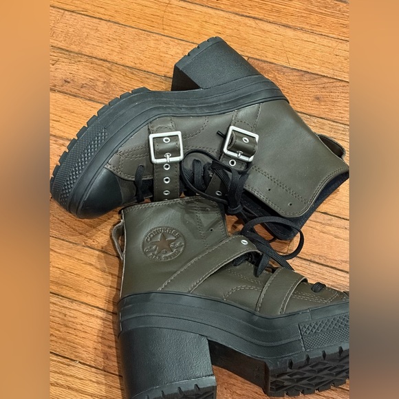 Converse Chuck 70 De Luxe Heel Leather & Buckles High Top Platform Boots Sz 8 - Picture 2 of 14